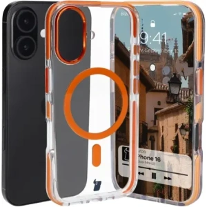 Wholesale Bizon Case Marco Apple iPhone 16 clear with orange frame - BIZ6324 - {ean13} - Hurt