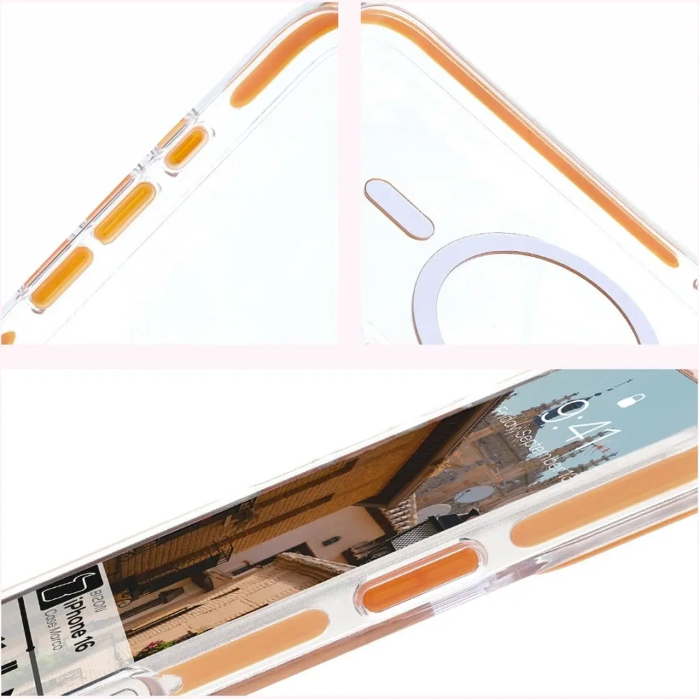 Wholesale Bizon Case Marco Apple iPhone 16 clear with orange frame - BIZ6324 - {ean13} - Hurt