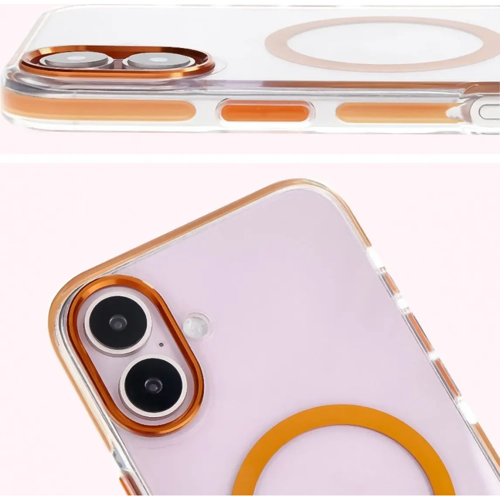 Hurtownia GSM - Etui s magnetickým kroužkem Bizon Case Marco pro Apple iPhone 16 Plus průhledné s oranžovým rámem - BIZ6325 - {ean13} - Hurt