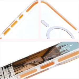 Hurtownia GSM - Etui s magnetickým kroužkem Bizon Case Marco pro Apple iPhone 16 Plus průhledné s oranžovým rámem - BIZ6325 - {ean13} - Hurt