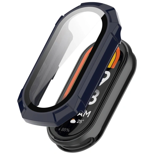 Etui ze szkłem do zegarka Bizon Case+Glass Watch do Xiaomi Smart Band 9 niebieskie