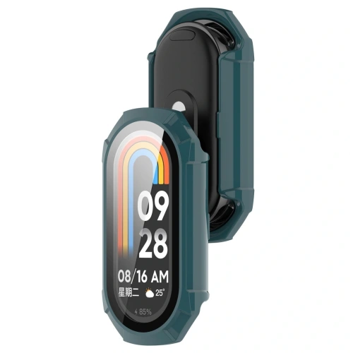 Etui ze szkłem do zegarka Bizon Case+Glass Watch do Xiaomi Smart Band 9 zielone