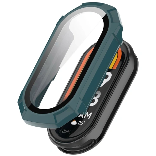 Etui ze szkłem do zegarka Bizon Case+Glass Watch do Xiaomi Smart Band 9 zielone