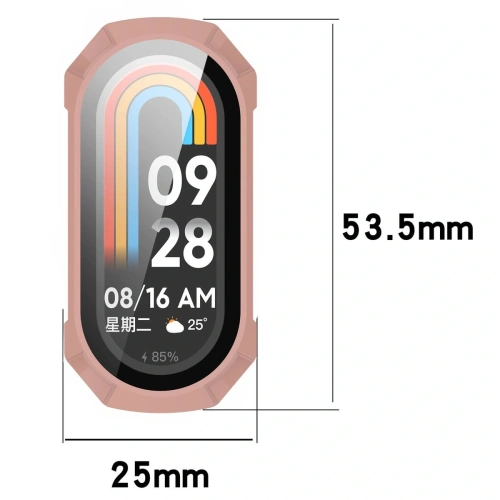 Etui ze szkłem do zegarka Bizon Case+Glass Watch do Xiaomi Smart Band 9 różowe