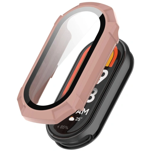 Etui ze szkłem do zegarka Bizon Case+Glass Watch do Xiaomi Smart Band 9 różowe