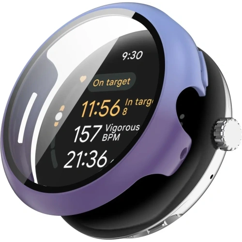 Etui ze szkłem do zegarka Bizon Case+Glass Watch do Google Pixel Watch 3 45mm fioletowoniebieskie