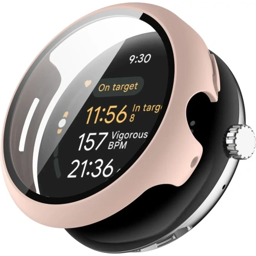 Etui ze szkłem do zegarka Bizon Case+Glass Watch do Google Pixel Watch 3 45mm różowe