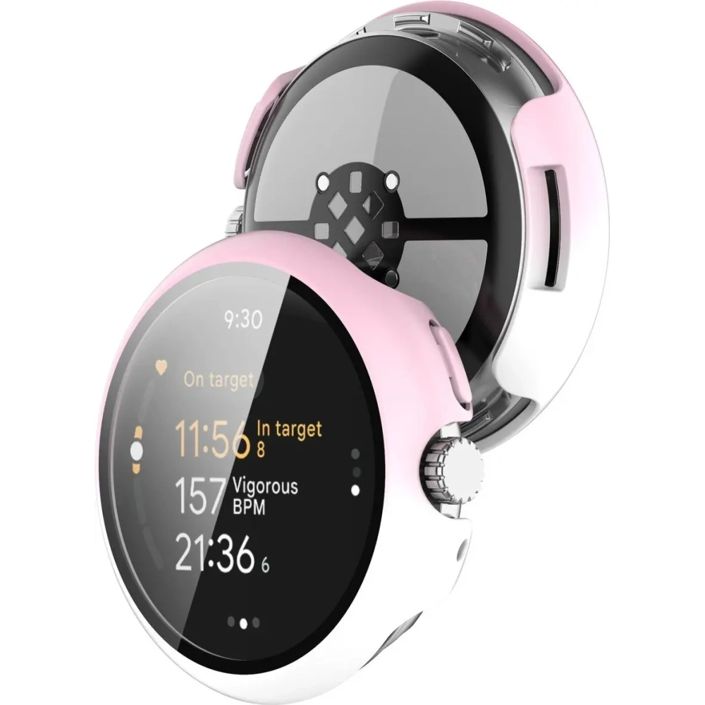 Wholesale Bizon Case+Glass Watch Google Pixel Watch 3 45mm white pink - BIZ6344 - {ean13} - Hurt