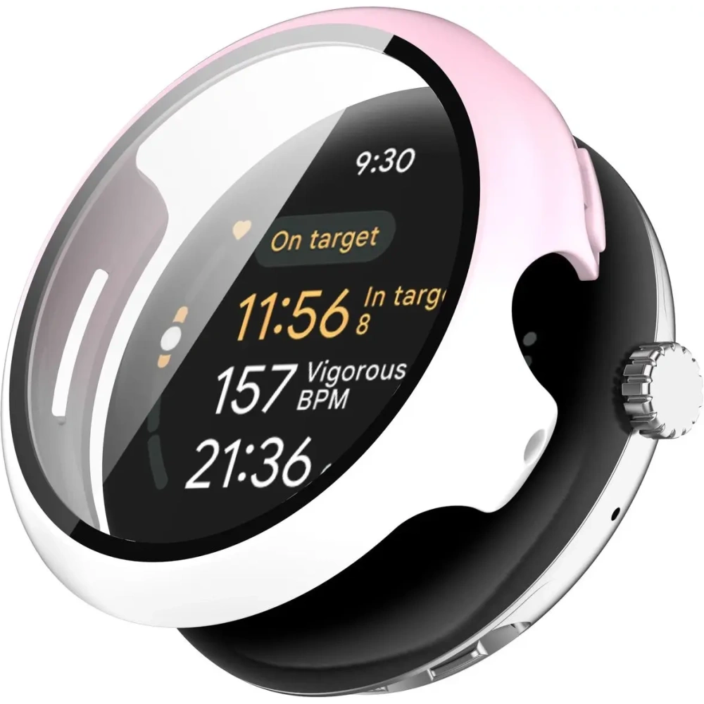 Wholesale Bizon Case+Glass Watch Google Pixel Watch 3 45mm white pink - BIZ6344 - {ean13} - Hurt