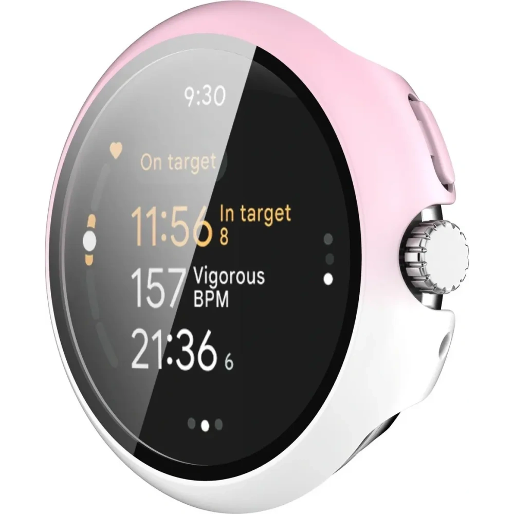 Wholesale Bizon Case+Glass Watch Google Pixel Watch 3 45mm white pink - BIZ6344 - {ean13} - Hurt