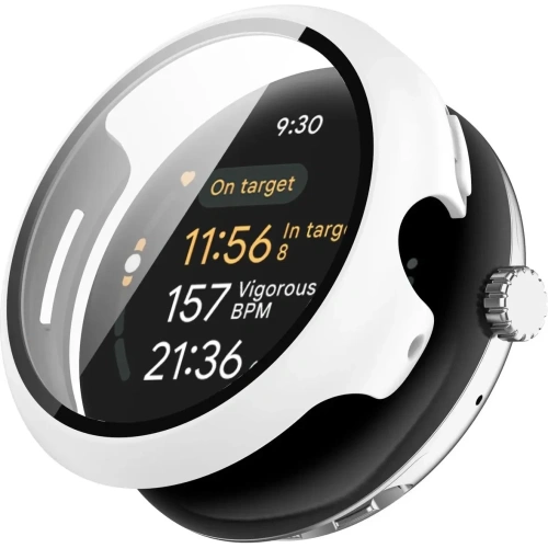 Etui ze szkłem do zegarka Bizon Case+Glass Watch do Google Pixel Watch 3 45mm białe