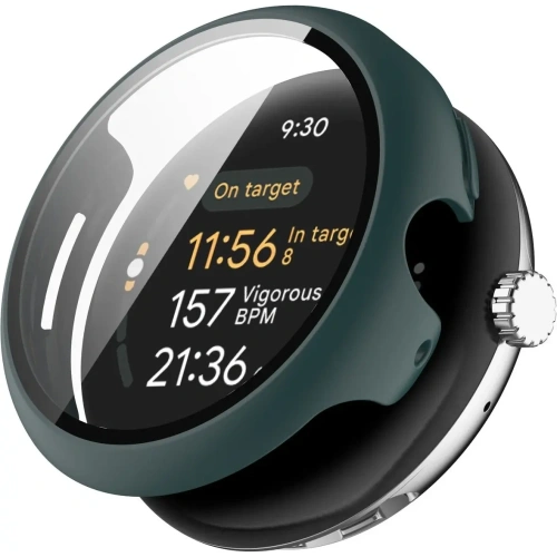 Etui ze szkłem do zegarka Bizon Case+Glass Watch do Google Pixel Watch 3 41mm zielone