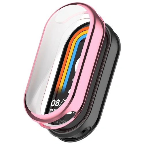 Etui z osłoną ekranu Bizon Case Watch Felipe do Xiaomi Smart Band 9 różowe