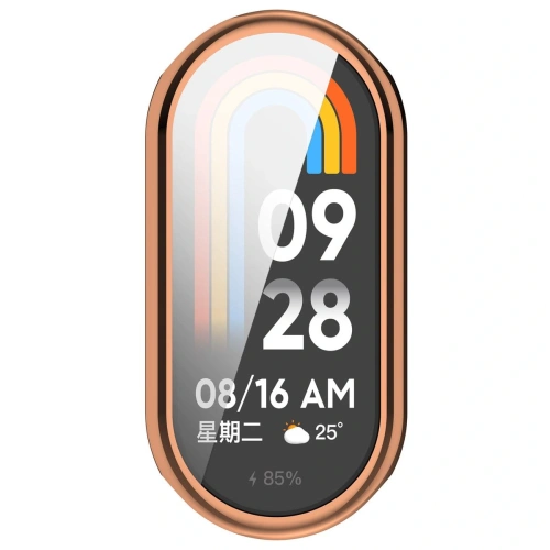 Etui z osłoną ekranu Bizon Case Watch Felipe do Xiaomi Smart Band 9 różowozłote