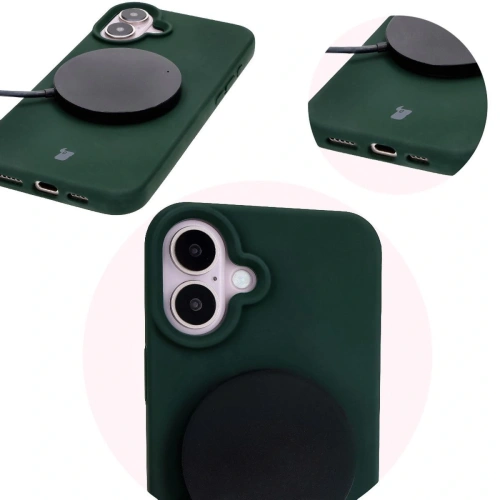 Silikonowe etui Bizon Soft Case do Apple iPhone 16 ciemnozielone