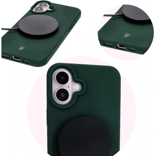 Silikonowe etui Bizon Soft Case do Apple iPhone 16 Plus ciemnozielone