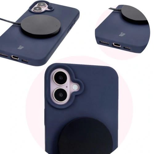 Silikonowe etui Bizon Soft Case do Apple iPhone 16 ciemnoniebieskie