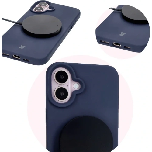 Silikonowe etui Bizon Soft Case do Apple iPhone 16 Plus ciemnoniebieskie