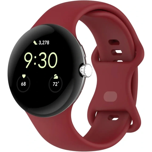 Silikonowy pasek Bizon Strap Watch Silicone do Google Pixel Watch 3/Watch 2/Watch 1 41mm karminowy