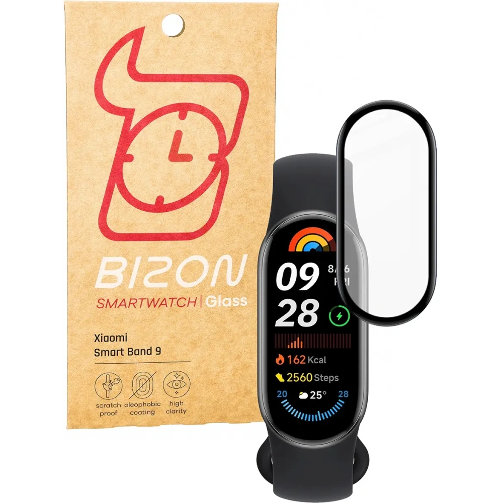 Hurtownia GSM - Bizon Glass Watch Edge Hybrid Xiaomi Okos Karkötő 9 / 9 NFC fekete - BIZ6416 - {ean13} - Hurt