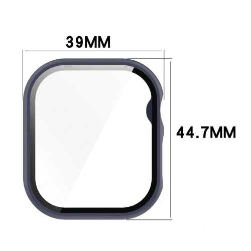 Etui ze szkłem do zegarka Bizon Case+Glass Watch do Apple Watch 10 / 11 42mm ciemnoniebieskie