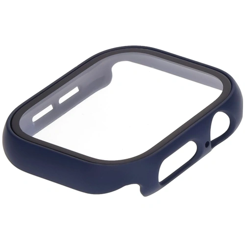 Etui ze szkłem do zegarka Bizon Case+Glass Watch do Apple Watch 10 / 11 42mm ciemnoniebieskie