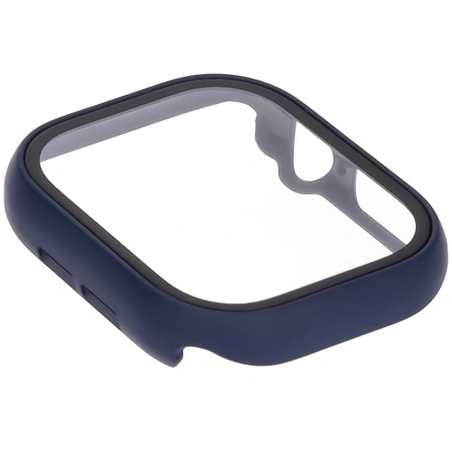 Etui ze szkłem do zegarka Bizon Case+Glass Watch do Apple Watch 10 / 11 42mm ciemnoniebieskie