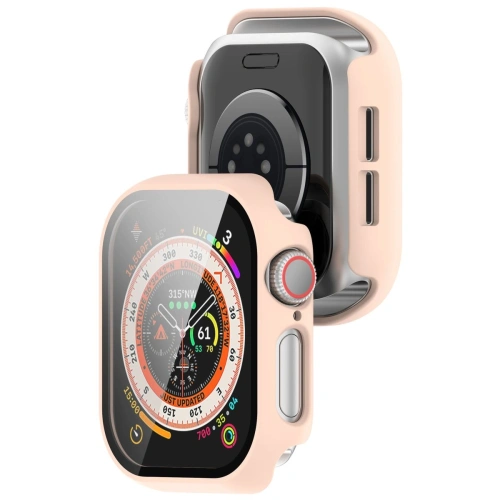 Etui ze szkłem do zegarka Bizon Case+Glass Watch do Apple Watch 10 / 11 42mm różowe