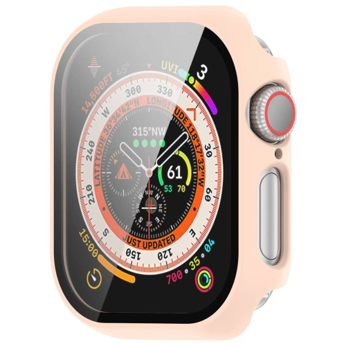 Etui ze szkłem do zegarka Bizon Case+Glass Watch do Apple Watch 10 / 11 42mm różowe