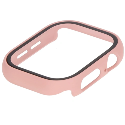 Etui ze szkłem do zegarka Bizon Case+Glass Watch do Apple Watch 10 / 11 42mm różowe