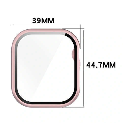 Etui ze szkłem do zegarka Bizon Case+Glass Watch do Apple Watch 10 / 11 42mm jasnoróżowe