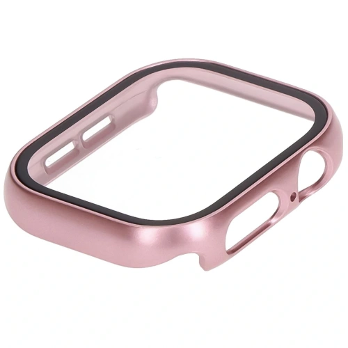 Etui ze szkłem do zegarka Bizon Case+Glass Watch do Apple Watch 10 / 11 42mm jasnoróżowe