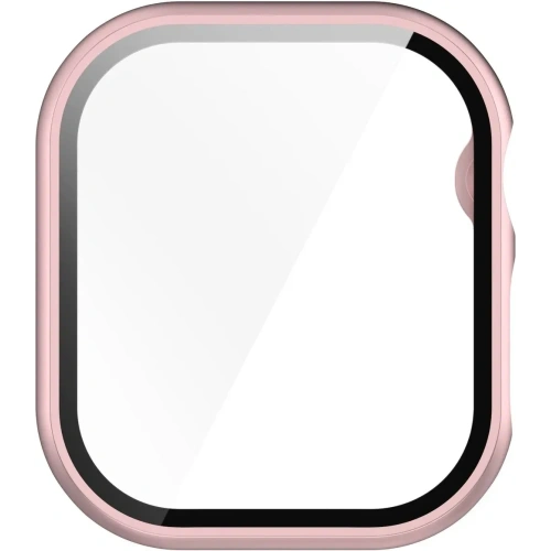 Etui ze szkłem do zegarka Bizon Case+Glass Watch do Apple Watch 10 / 11 42mm jasnoróżowe