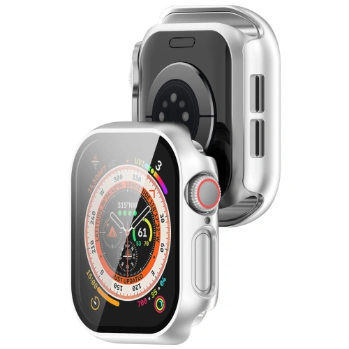 Etui ze szkłem do zegarka Bizon Case+Glass Watch do Apple Watch 10 / 11 42mm srebrne