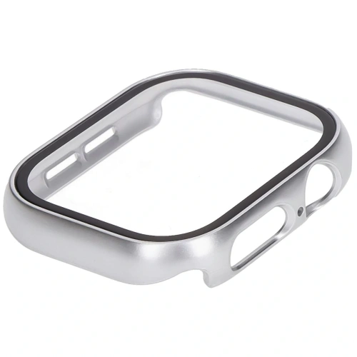 Etui ze szkłem do zegarka Bizon Case+Glass Watch do Apple Watch 10 / 11 42mm srebrne