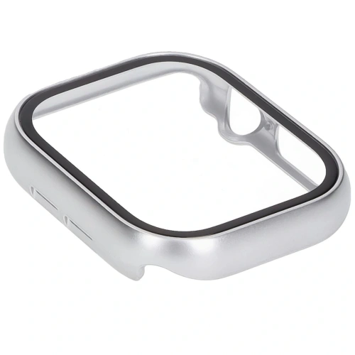 Etui ze szkłem do zegarka Bizon Case+Glass Watch do Apple Watch 10 / 11 42mm srebrne