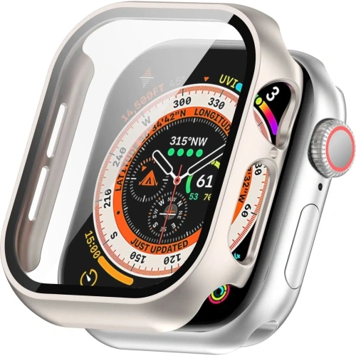 Etui ze szkłem do zegarka Bizon Case+Glass Watch do Apple Watch 10 / 11 42mm szampańskie