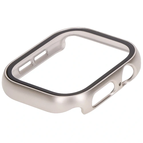 Etui ze szkłem do zegarka Bizon Case+Glass Watch do Apple Watch 10 / 11 42mm szampańskie