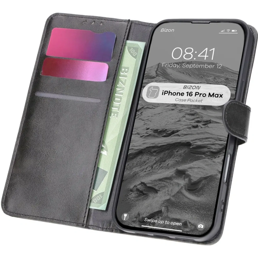 Hurtownia GSM - Etui s klopou Bizon Case Pocket pro Apple iPhone 16 Pro Max černé - BIZ6432 - {ean13} - Hurt