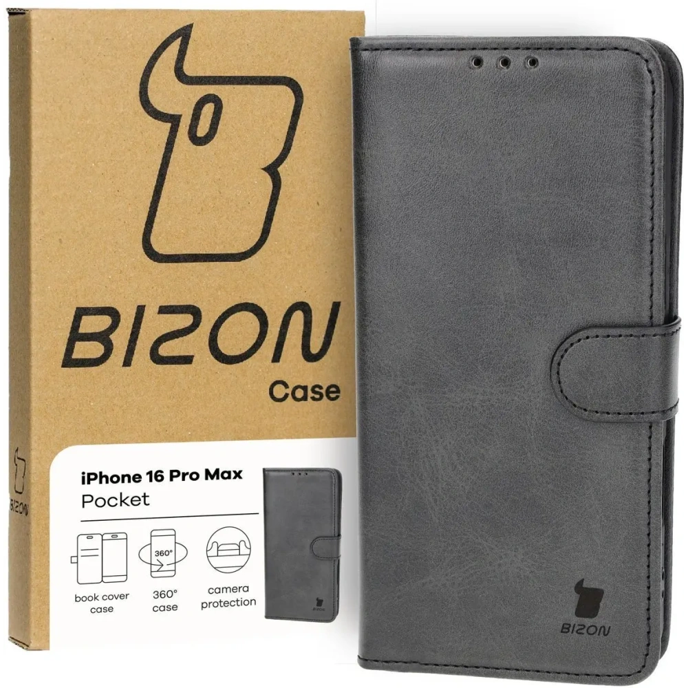 Hurtownia GSM - Etui s klopou Bizon Case Pocket pro Apple iPhone 16 Pro Max černé - BIZ6432 - {ean13} - Hurt