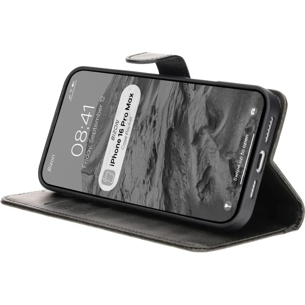 Hurtownia GSM - Etui s klopou Bizon Case Pocket pro Apple iPhone 16 Pro Max černé - BIZ6432 - {ean13} - Hurt