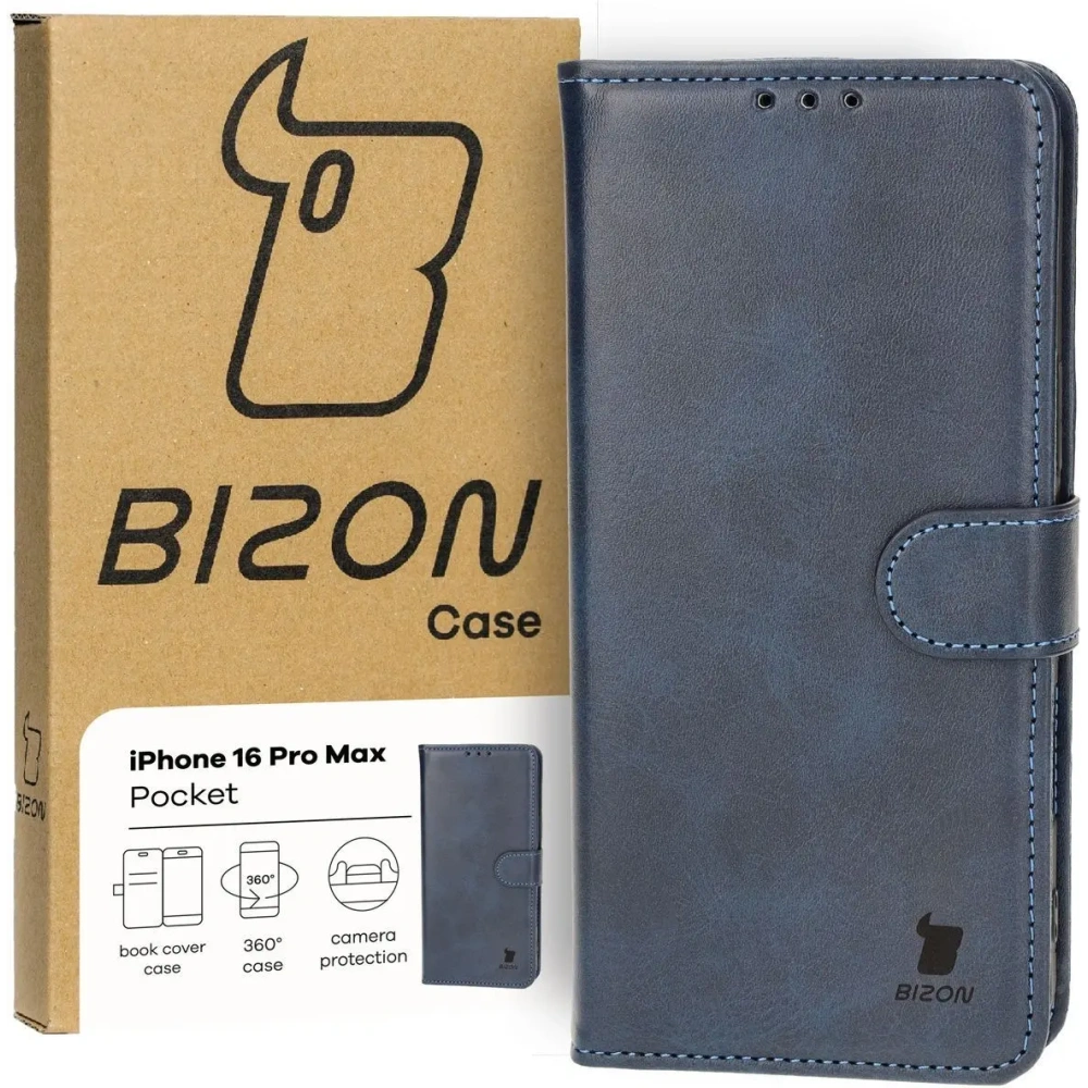 Hurtownia GSM - Etui z klapką Bizon Case Pocket do Apple iPhone 16 Pro Max modré - BIZ6433 - {ean13} - Hurt