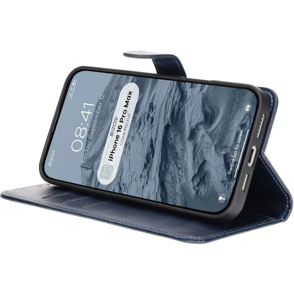 Hurtownia GSM - Etui z klapką Bizon Case Pocket do Apple iPhone 16 Pro Max modré - BIZ6433 - {ean13} - Hurt