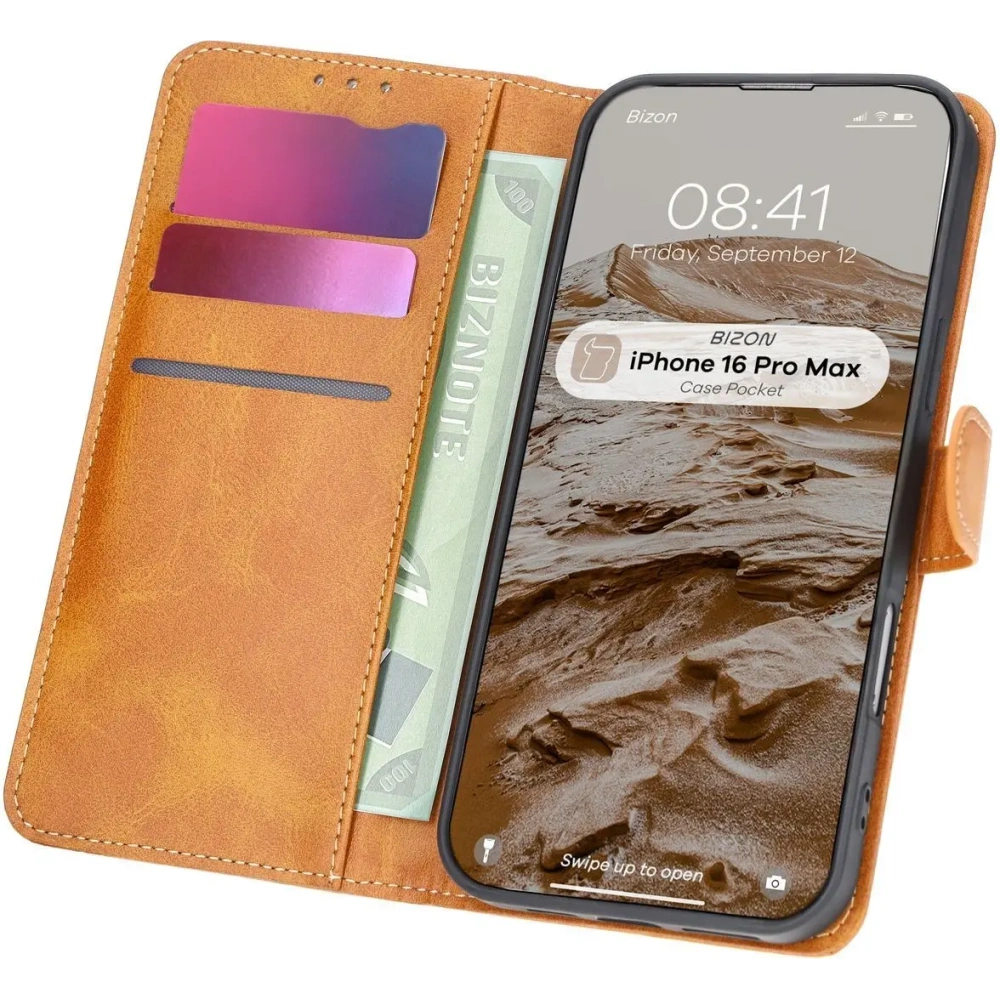 Hurtownia GSM - Etui z klapką Bizon Case Pocket do Apple iPhone 16 Pro Max hnědé - BIZ6434 - {ean13} - Hurt