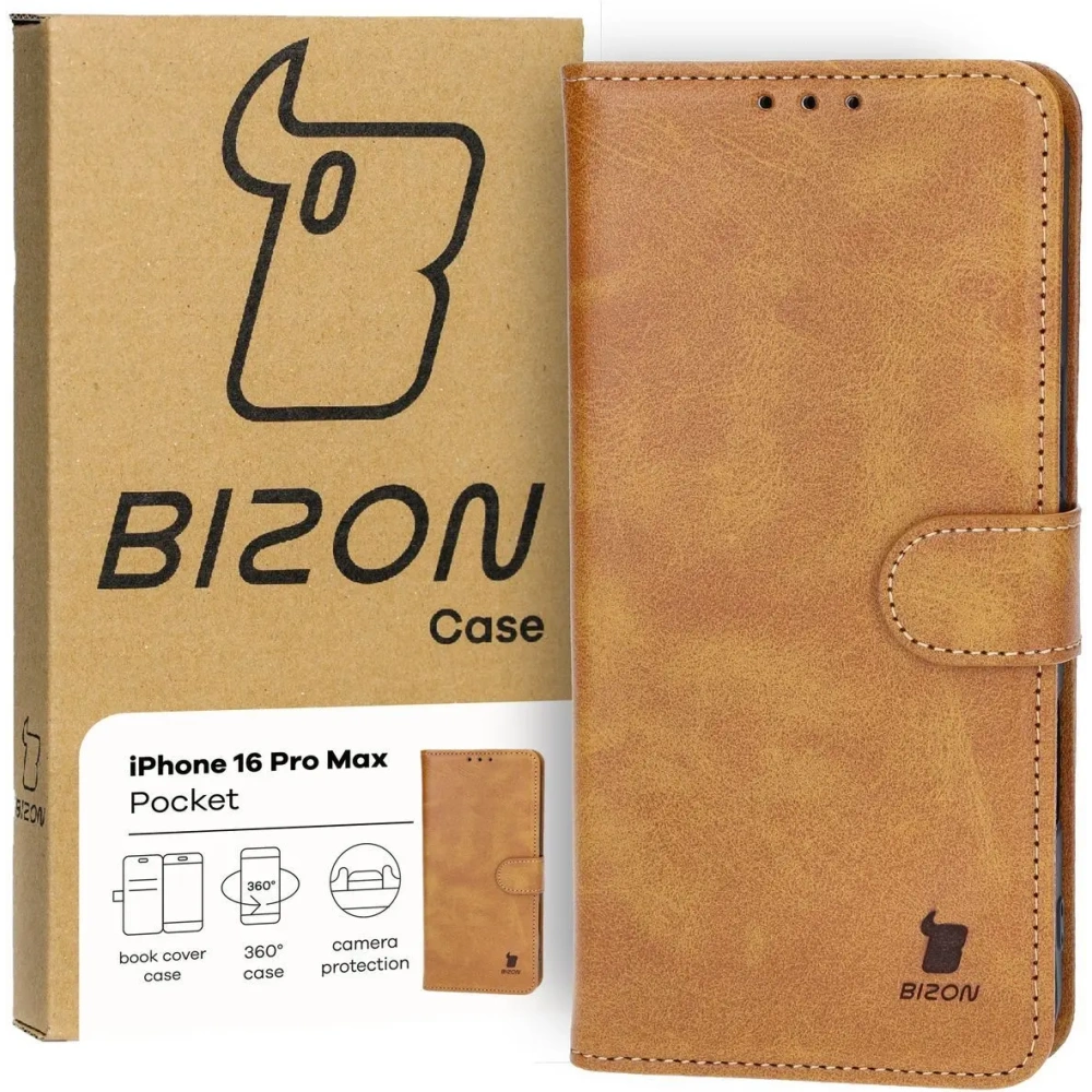 Hurtownia GSM - Etui z klapką Bizon Case Pocket do Apple iPhone 16 Pro Max hnědé - BIZ6434 - {ean13} - Hurt