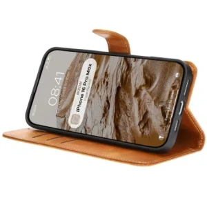 Etui z klapką Bizon Case Pocket do Apple iPhone 16 Pro Max brązowe