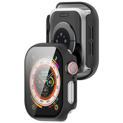 Etui ze szkłem do zegarka Bizon Case+Glass Watch do Apple Watch 10 / 11 46mm czarne