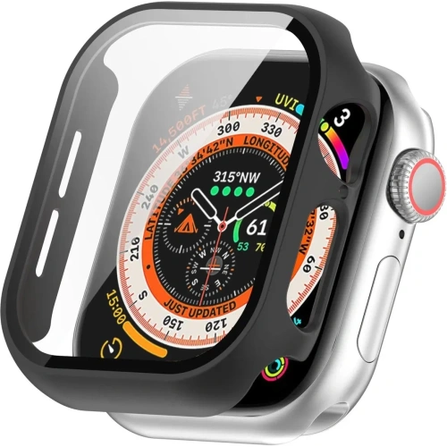 Etui ze szkłem do zegarka Bizon Case+Glass Watch do Apple Watch 10 / 11 46mm czarne