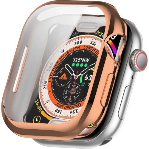 Etui z osłoną ekranu Bizon Case Watch Felipe do Apple Watch 10 / 11 46mm różowozłote