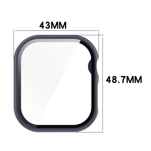 Etui ze szkłem do zegarka Bizon Case+Glass Watch do Apple Watch 10 / 11 46mm ciemnoniebieskie